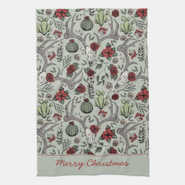 Rood en Groen Vrolijk Kerstland Cowgirl Theedoek