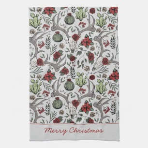 Rood en Groen Vrolijk Kerstland Cowgirl Theedoek