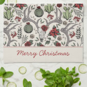 Rood en Groen Vrolijk Kerstland Cowgirl Theedoek (Gevouwen)