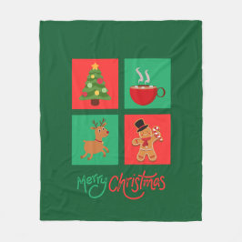 Rood en groen vrolijk kerstontwerp fleece deken