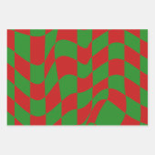 Rood- en Groen Warped Checkerboard Inpakpapier Vel (Voorkant 2)