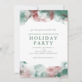 Rood en Groen Waterverf Zakelijk Kerstfeest Kaart (Voorkant)