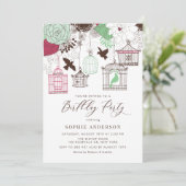 Rood en Groen Whimsical Birdcages Verjaardag Kaart (Staand voorkant)