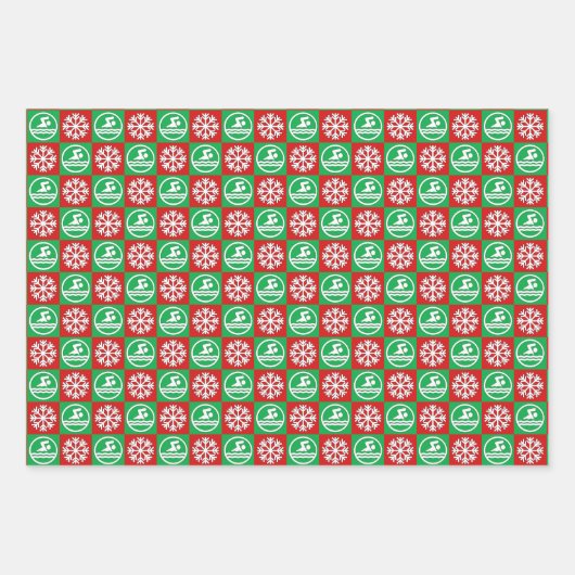 Rood en groen zwemmen en duiken met Kerstmis Inpakpapier Vel (Voorkant)