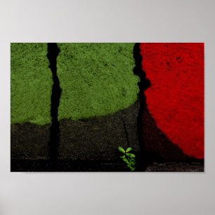 Rood- en groene Abstracte fotografische kaart Unie Poster
