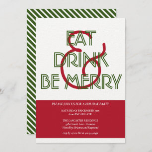 Rood- en Groene Eat-Drink en prettige kerstfeest Kaart