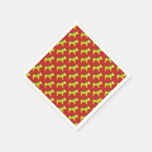 Rood- en groene feestpaarden servetten