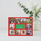 Rood- en groene fotocollage kerst briefkaart (Staand voorkant)