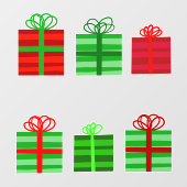 Rood- en Groene Gift Wrapped Cadeaus met bogen Raamsticker (Vel)