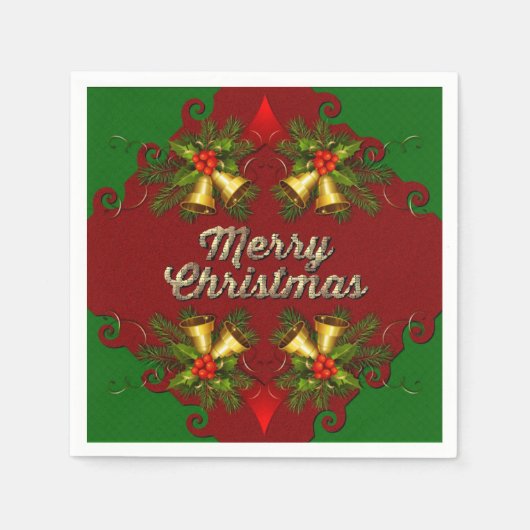 Rood- en Groene kerstcadeaubonnen Servetten (Voorkant)