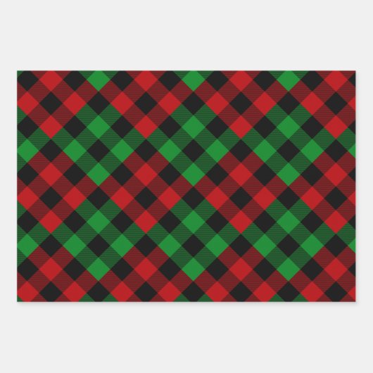 Rood- en Groene Quilt Buffalo Plaid Holiday Inpakpapier Vel (Voorkant 2)