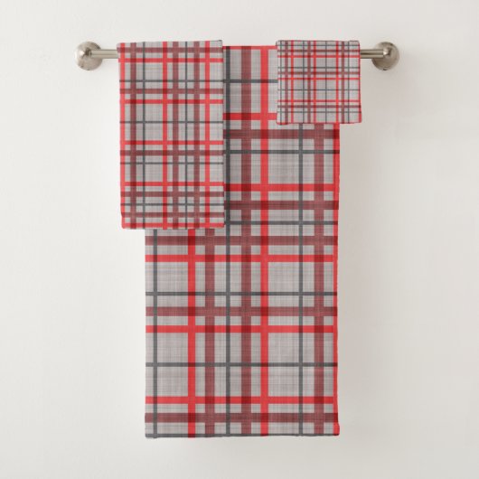 Rood- en houtskool met aangebrachte strepen op gri bad handdoek (Insitu)