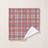 Rood- en houtskool met aangebrachte strepen op gri bad handdoek (Wasdoekje)