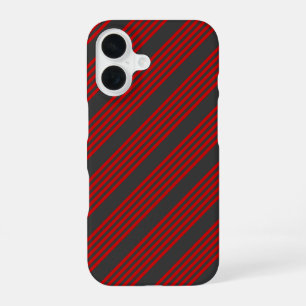 Rood en houtskool met vijf strippen iPhone 16 hoesje