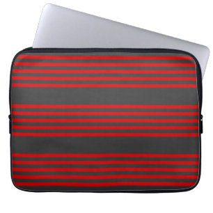 Rood en houtskool met vijf strippen laptop sleeve