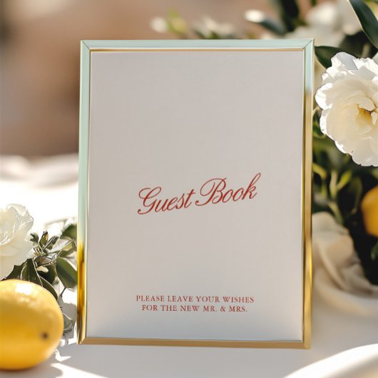  rood en ivoor bruiloft gastenboek teken