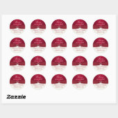 Rood en Ivoor Damask 1,5" ronde bruiloft Sticker (Vel)