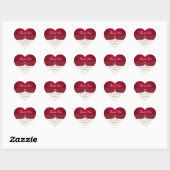 Rood en Ivoor Damask Hartvormige Bruiloft Sticker (Vel)