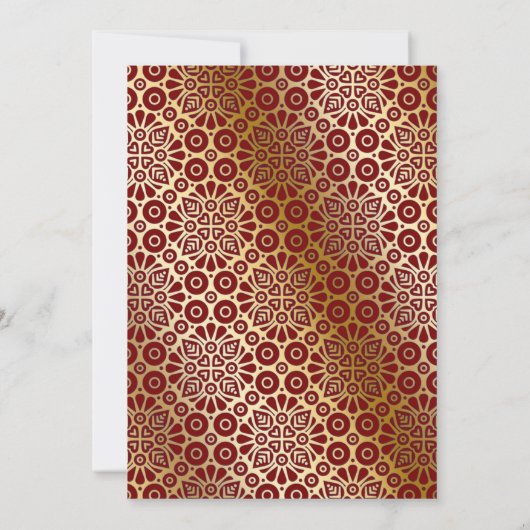 Rood en Ivoor Islamitische Boog Moslim Bruiloft Kaart (Achterkant)