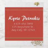 Rood en Kerstmis Achtergrond Terugkeeradresetiket Wijn Etiket (Enkel label)