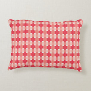 Rood en koraal Plaid Accent Kussen