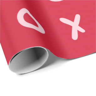 Rood en lichtroze X O XO XO's Trendy Cute Cadeaupapier