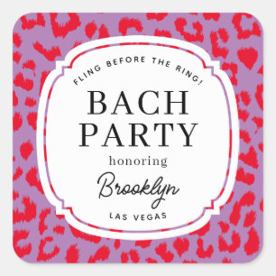 Rood en Lila Dierenprint Bachelorette Party Vierkante Sticker