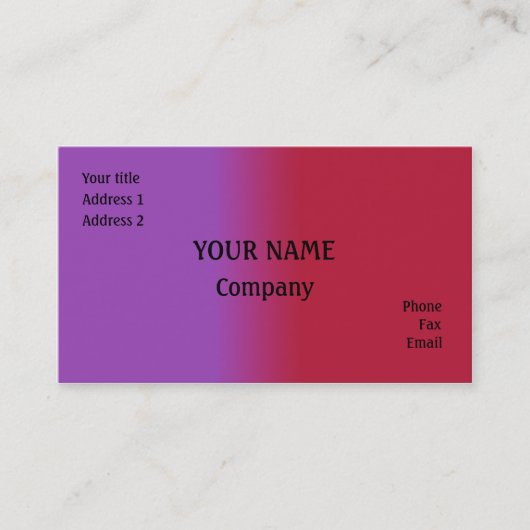 Rood en lila visitekaartje (Voorkant)