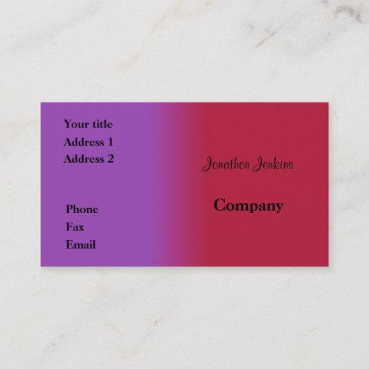 Rood en lila visitekaartje (Voorkant)