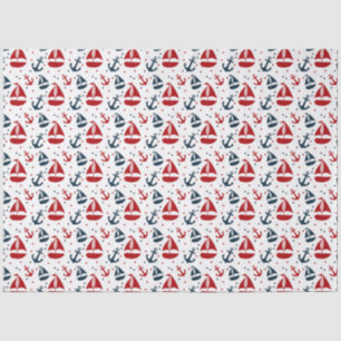 Rood en marine nautische serie ontwerp 1 tissuepapier