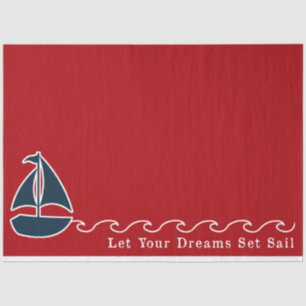 Rood en marine nautische serie ontwerp 3 tissuepapier