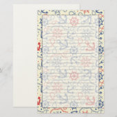 Rood- en marineachtergrond met anker briefpapier (Voorkant / Achterkant)