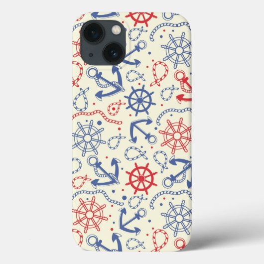 Rood- en marineachtergrond met anker Case-Mate iPhone case (Achterkant)