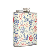 Rood- en marineachtergrond met anker heupfles (Rechts)