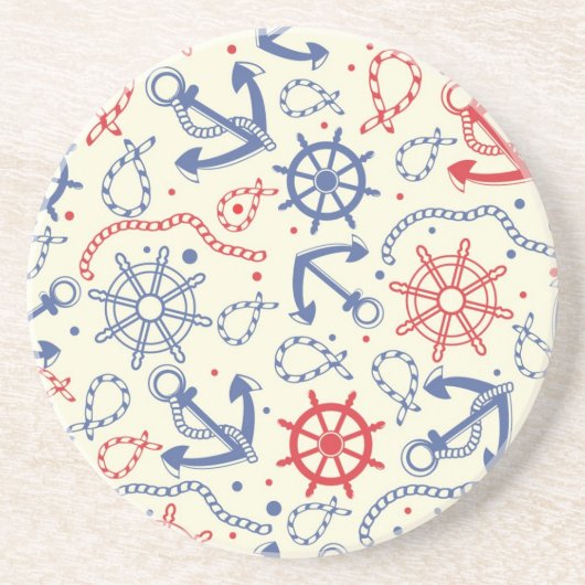 Rood- en marineachtergrond met anker zandsteen onderzetter (Voorkant)