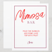 Rood en Maroon Mimosa Bar Teken (Voorkant / Achterkant)