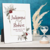 Rood en mist waterverf florale bruiloft fotoplaat (Zijkant)