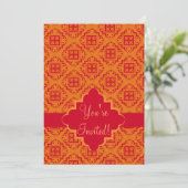 Rood en Oranje Arabesch Marokkaans grafisch Kaart (Staand voorkant)