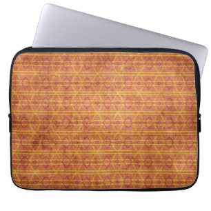Rood en Oranje Aztec Patroon Laptop Sleeve