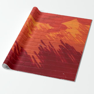 Rood en oranje geschilderde bakstenen muur cadeaupapier