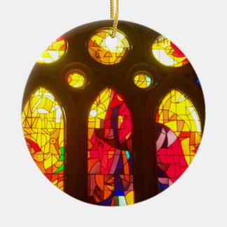 Rood en Oranje Glas in lood Keramisch Ornament