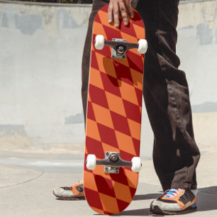 Rood en oranje harlekijn geruit ontwerp  skateboard