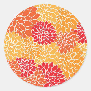 Rood en Oranje  oraal ontwerp Ronde Sticker