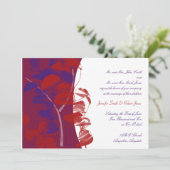 Rood en Paarse Blad Ontwerp Bruiloft Uitnodiging (Staand voorkant)