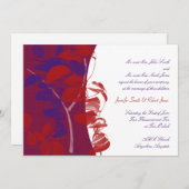 Rood en Paarse Blad Ontwerp Bruiloft Uitnodiging (Voorkant / Achterkant)