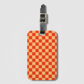 Rood en Perzik Check Checkerboard Patroon Bagagelabel (Voorkant (verticaal))