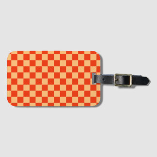 Rood en Perzik Check Checkerboard Patroon Bagagelabel