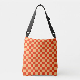 Rood en Perzik Check Checkerboard Patroon Crossbody Tas