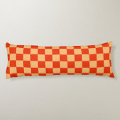 Rood en Perzik Check Checkerboard Patroon Lichaamskussen (Achterkant)