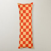 Rood en Perzik Check Checkerboard Patroon Lichaamskussen (Achterkant (Verticaal))